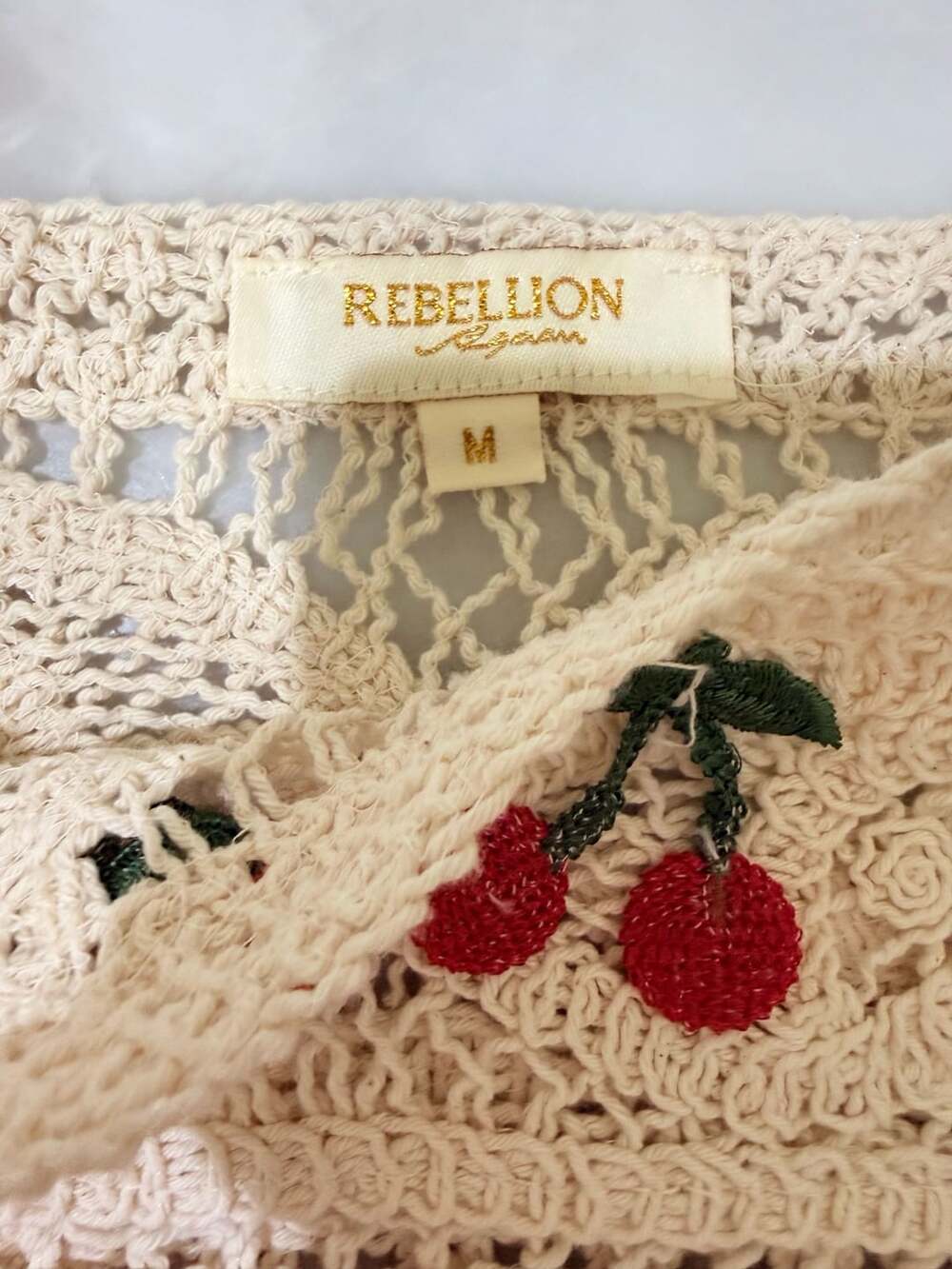 Rebellion Crochet Cherry Crop Top and Shorts Set - Picture 5 of 6